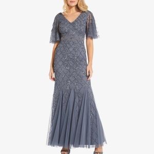 Adrianna Papell sequin dress in dusty blue